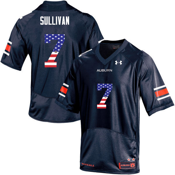 Men #7 Pat Sullivan Auburn Tigers USA Flag Fashion College Football Jerseys-Navy - Click Image to Close